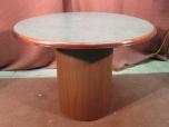 42" Round Table with Cylinder Base | Grey Laminate / Cherry Trim - ITEM #:210018 - Img 2 of 4