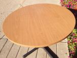Round table with medium oak laminate finish and black base - ITEM #:210023 - Thumbnail image 2 of 2