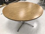 Round table with medium oak laminate finish and chrome base - ITEM #:210031 - Img 1 of 2