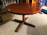 Round table with cherry veneer finish and wood trim base - ITEM #:210038 - Img 3 of 3
