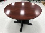 Used round table with cherry finish and black base - ITEM #:210039 - Thumbnail image 1 of 3