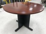 Used Round Table With Cherry Finish And Black Base - ITEM #:210039 - Img 2 of 3