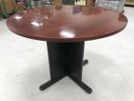 Used Round Table With Cherry Finish And Black Base - ITEM #:210039 - Img 3 of 3