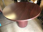 Round table with mahogany laminate finish - cylinder base - ITEM #:210050 - Img 2 of 2