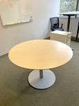 Used Round Table 46.5" Diameter - Maple Laminate Top, Silver Base - ITEM #:210053 - Img 2 of 2