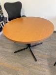 Used Round Table With Medium Tone Laminate Top And Black Base - ITEM #:210056 - Thumbnail image 2 of 2