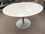 Used Round Table With White Laminate And Silver Base - ITEM #:210060 - Thumbnail image 1 of 3