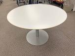 Used Round Table With White Laminate And Silver Base - ITEM #:210060 - Thumbnail image 2 of 3