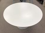 Used Round Table With White Laminate And Silver Base - ITEM #:210060 - Thumbnail image 3 of 3