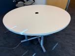 48" Round White Laminate Table with Silver Metal Base - ITEM #:210071 - Img 1 of 3
