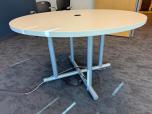 48" Round White Laminate Table with Silver Metal Base - ITEM #:210071 - Img 2 of 3