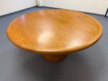 60" Round Oak Veneer Conference Table with Cylinder Base - ITEM #:210072 - Img 1 of 5