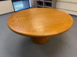 60" Round Oak Veneer Conference Table with Cylinder Base - ITEM #:210072 - Img 2 of 5