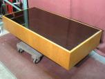 Used 60" Oak & Tinted Glass Top Coffee Table (Lobby / Waiting Room) - ITEM #:215000 - Img 1 of 3