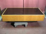 Used 60" Oak & Tinted Glass Top Coffee Table (Lobby / Waiting Room) - ITEM #:215000 - Img 3 of 3