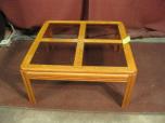 Used 36" Square Oak & Tinted Glass Coffee Table (Lobby / Waiting Room) - ITEM #:215002 - Img 1 of 1