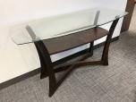 Used Lobby Table With Glass Top - Dark Wood Base - ITEM #:215030 - Img 1 of 1
