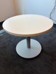 Round White Laminate End Table with Pedestal Base - ITEM #:215042 - Img 1 of 2