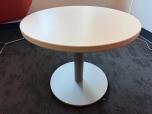 Round White Laminate End Table with Pedestal Base - ITEM #:215042 - Img 2 of 2