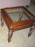 Used End Table - Dark Stain - Ornate Design - Glass Inlay - ITEM #:220007 - Thumbnail image 2 of 2