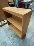 Used Wood Bookcase - Medium Oak Veneer - 2 Shelves - ITEM #:245101 - Img 3 of 4