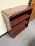 Mahogany Laminate Low Bookcase, 3-Shelf - ITEM #:245134 - Img 1 of 2