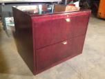 Used 2-drawer lateral file with mahogany veneer 