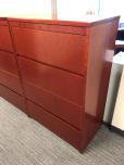 Used 4-drawer lateral file cabinet - cherry veneer - lockable 