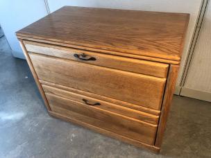 oak two drawer lateral file cabinet