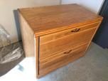 Used 2-drawer lateral file cabinet with oak veneer finish - ITEM #:255148 - Thumbnail image 2 of 3