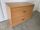 Used 2-drawer lateral file cabinet with oak laminate finish - ITEM #:255152 - Thumbnail image 1 of 3