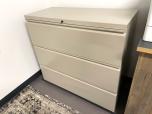 Used Lateral File Cabinet - 3 Drawer - Putty - ITEM #:255186 - Img 1 of 4