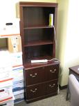 Lateral file with overhead bookcase hutch - mahogany laminate finish - ITEM #:315004 - Thumbnail image 1 of 1