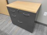 Used Used File Cabinet - Maple Top - Grey Paint - Silver Handles 