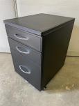 Used Used Mobile Rolling File Cabinet with Black Leather Finish 