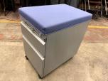 Grey 2-Drawer Mobile Pedestal File Cabinet with Blue Cushion Top - ITEM #:330026 - Img 1 of 4