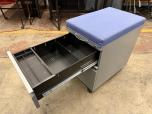 Grey 2-Drawer Mobile Pedestal File Cabinet with Blue Cushion Top - ITEM #:330026 - Img 2 of 4