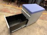 Grey 2-Drawer Mobile Pedestal File Cabinet with Blue Cushion Top - ITEM #:330026 - Img 3 of 4