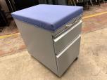 Grey 2-Drawer Mobile Pedestal File Cabinet with Blue Cushion Top - ITEM #:330026 - Img 4 of 4