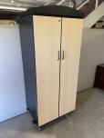 Used Used Storage Cabinet With Black And Maple Laminate 