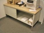 Used Mailroom console cabinet table - oak laminate and putty frame 