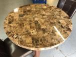 Round Marble Top Pub Table with 2 Brown Vinyl Chairs - ITEM #:445016 - Img 2 of 5