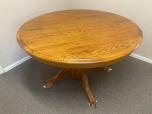 Used Classic Round Dining Table With Medium Oak Finish - ITEM #:445029 - Thumbnail image 1 of 2