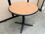 Round Breakroom Table with Stone Laminate Top and Black X-Base - ITEM #:445039 - Img 1 of 2