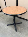 Round Breakroom Table with Stone Laminate Top and Black X-Base - ITEM #:445039 - Img 2 of 2