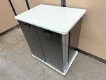 Used Mobile Storage Cabinet AV Cart w/ Swinging Door Shelves (Black/White) - ITEM #:445040 - Img 1 of 5
