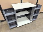 Used Mobile Storage Cabinet AV Cart w/ Swinging Door Shelves (Black/White) - ITEM #:445040 - Img 3 of 5