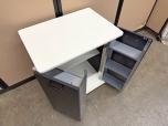 Used Mobile Storage Cabinet AV Cart w/ Swinging Door Shelves (Black/White) - ITEM #:445040 - Img 4 of 5