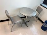 3-Piece Round Cafe Table Set with Grey Vinyl Chairs - ITEM #:445043 - Img 2 of 8