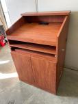 Used Presentation Podium Lectern Cherry Laminate w/ Pop-Up Power & AV Storage - ITEM #:510000 - Img 2 of 10